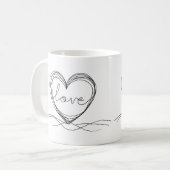 Hart met Liefde Continu Lijn Kunstontwerp Koffiemok (Voorkant links)
