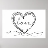 Hart met Liefde Continu Lijn Kunstontwerp Poster (Voorkant)