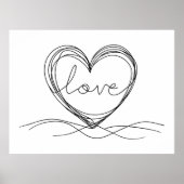 Hart met Liefde Continu Lijn Kunstontwerp Poster (Voorkant)