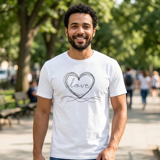 Hart met Liefde Continu Lijn Kunstontwerp T-shirt