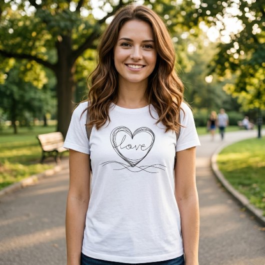 Hart met Liefde Continu Lijn Kunstontwerp T-shirt