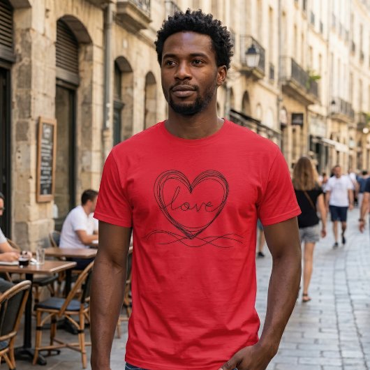Hart met Liefde Continu Lijn Kunstontwerp T-shirt