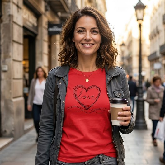 Hart met Liefde Continu Lijn Kunstontwerp T-shirt