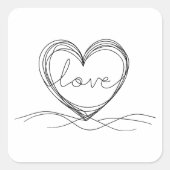 Hart met Liefde Continu Lijn Kunstontwerp Vierkante Sticker (Voorkant)