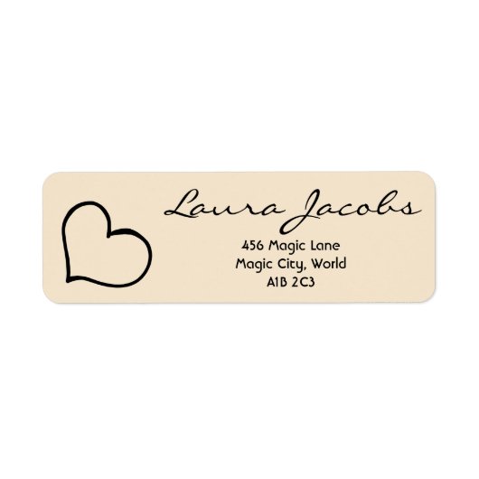 Hart Met Naam Script Aangepaste Geschenk Adreslabe Etiket (Voorkant)