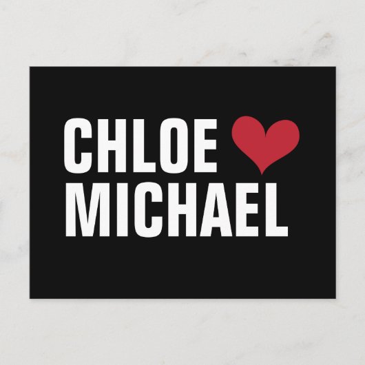 - Hart met namen (zwart/rood) Aankondigingskaart (Voorkant)