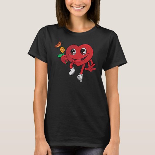 hart met ogen rood hart Geweldige Valentijnse  voo T-shirt (Voorkant)