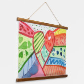 Hart met patroon achtergrond hangend wandkleed (Gebogen)