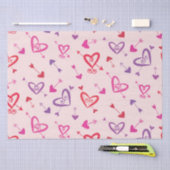 Hart met pijlpatroon rood roze paars tissuepapier (Craft)