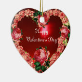 HART MET PINKROSES VALENTIJNSDAG MONOGRAM KERAMISCH ORNAMENT (Rechts)