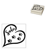 Hart met Pootafdruk Pad en Aangepaste Naam Rubberstempel (Gestempeld)