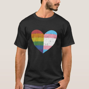 Hart met regenboog en transgendervlag voor pride t-shirt