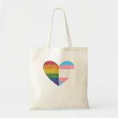 Hart met regenboog en transgendervlag voor pride tote bag (Voorkant)