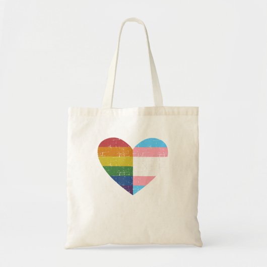 Hart met regenboog en transgendervlag voor pride tote bag (Voorkant)