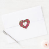 Hart met rode tulpen, bruiloft hart sticker (Envelop)