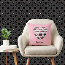 Hart met Romantic Black Striped Rozen op Roze