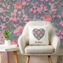 Hart met Romantic Black Striped Rozen op White