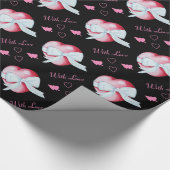 hart met romantisch kunstontwerp voor witte boeg cadeaupapier (Hoek)