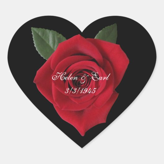 Hart met roos sticker label adres product (Voorkant)