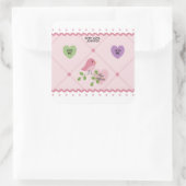 Hart met Roze Bird Valentijn Vierkante Sticker (Tas)