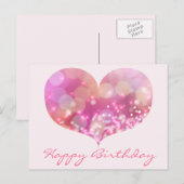 Hart met Roze Glitters | Verjaardagswens Briefkaart (Voorkant / Achterkant)