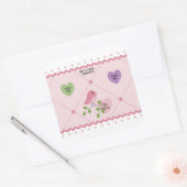 Hart met Roze Vogel Valentijn Vierkante Sticker (Envelop)