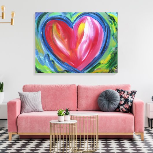 Hart met schilderen van kunstschilderingen op hoop canvas afdruk (Insitu (Woonkamer))
