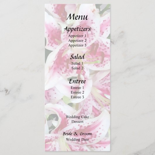 Hart met Stargazer-lelies Menu (Voorkant)