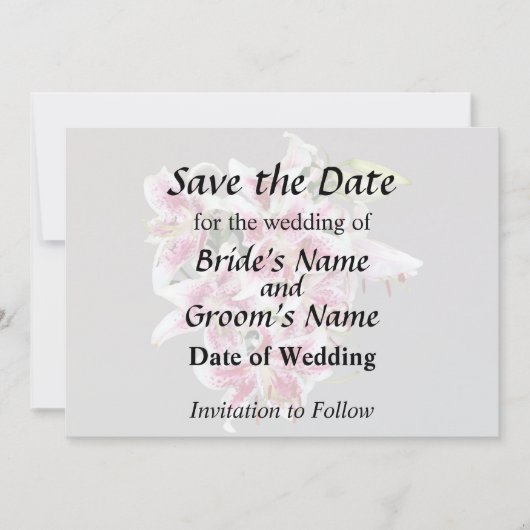 Hart met Stargazer-lelies Save The Date (Voorkant)
