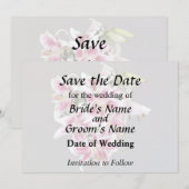 Hart met Stargazer-lelies Save The Date (Voorkant / Achterkant)