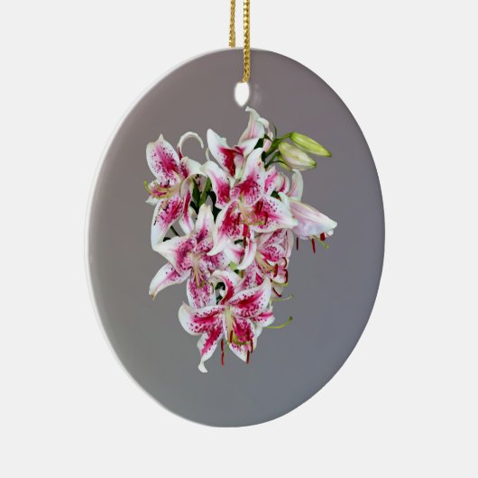 Hart met Stargazer Lilies Keramisch Ornament (Rechts)