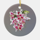 Hart met Stargazer Lilies Keramisch Ornament (Voorkant)