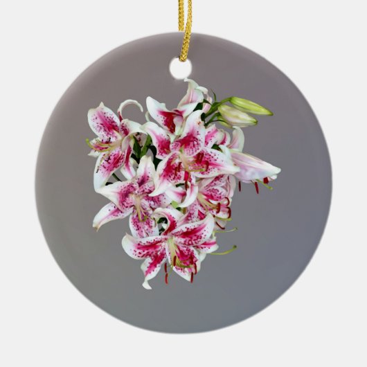 Hart met Stargazer Lilies Keramisch Ornament (Voorkant)