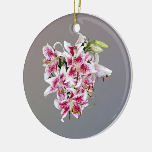 Hart met Stargazer Lilies Keramisch Ornament (Links)
