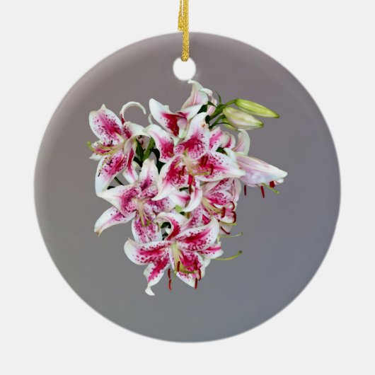 Hart met Stargazer Lilies Keramisch Ornament (Achterkant)