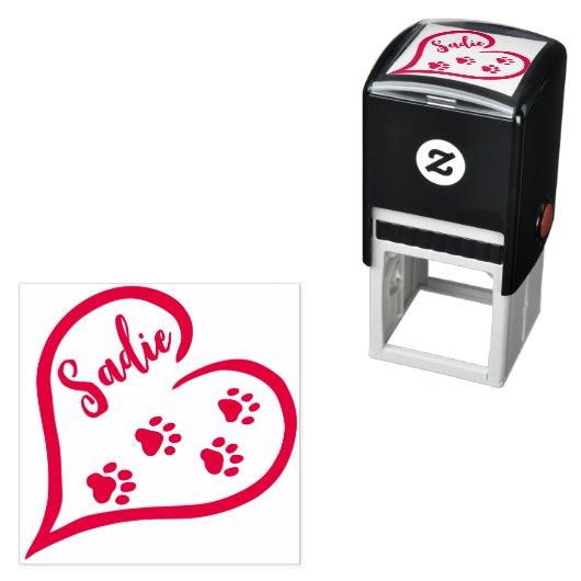 Hart met trappenverf afdrukken en aangepaste naam  zelfinktende stempel (In situ)