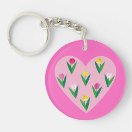 Hart met tulpen. sleutelhanger