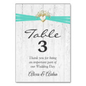 Hart met Turquoise Ribbon op gewitwasd hout Kaart (Achterkant)