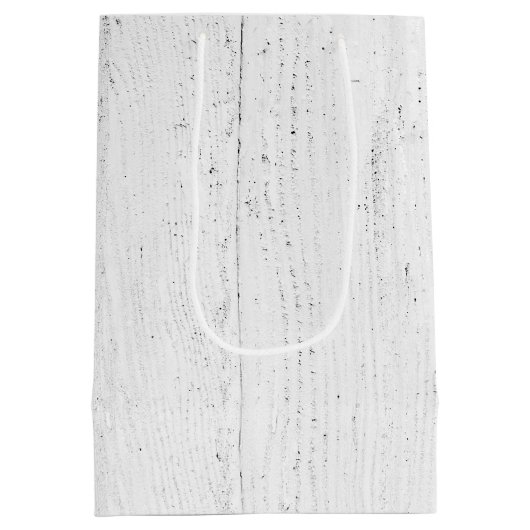 Hart met Turquoise Ribbon op gewitwasd hout Medium Cadeauzakje (Achterkant)