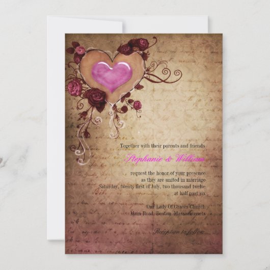 hart met uitnodiging tot weddenschap met Rozen (Voorkant)