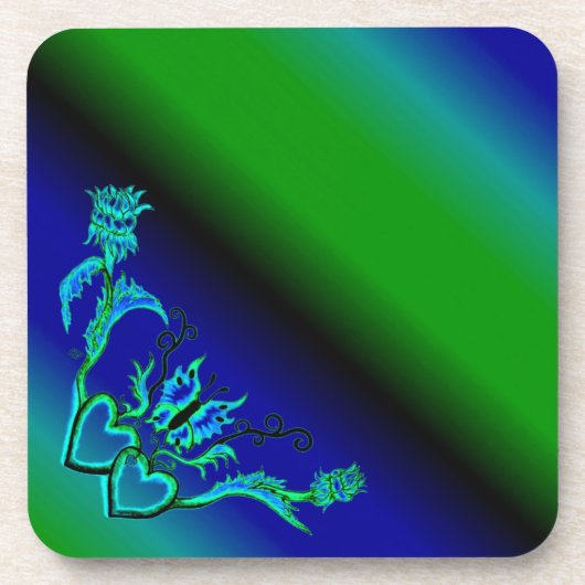 Hart met ventilator en vlinder bier onderzetter (Voorkant)