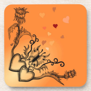 Hart met ventilator en vlinder drankjes onderzetter