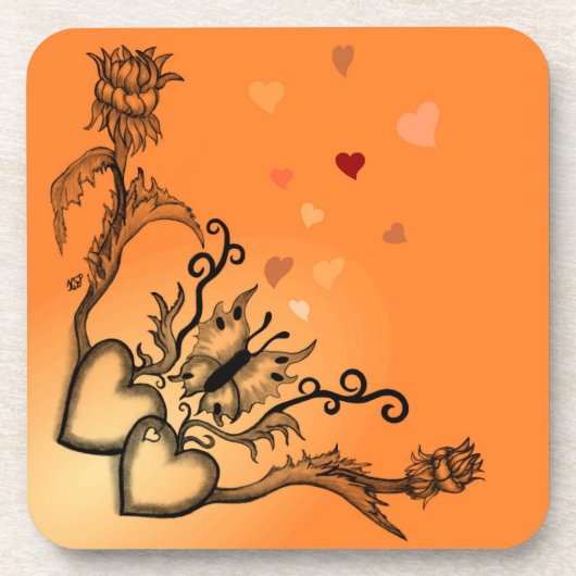 Hart met ventilator en vlinder drankjes onderzetter (Voorkant)