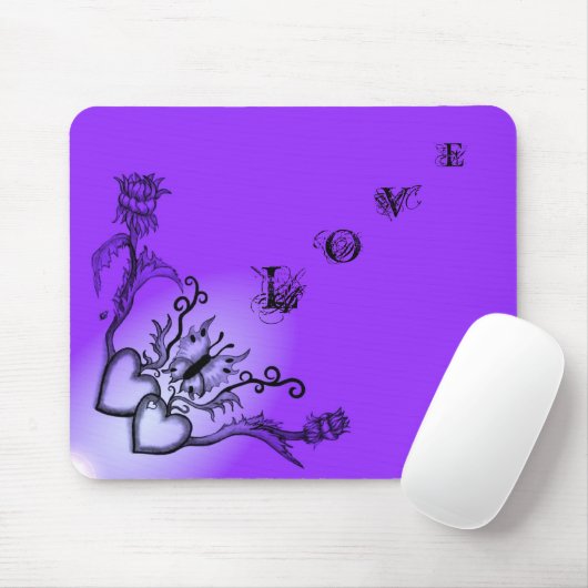 Hart met ventilator en vlinder, LOVE Muismat (Met muis)