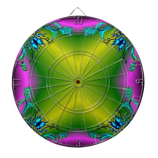 Hart met ventilator en vlinder op groen dartbord (Voorkant)