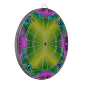 Hart met ventilator en vlinder op groen dartbord (Voorkant Links)