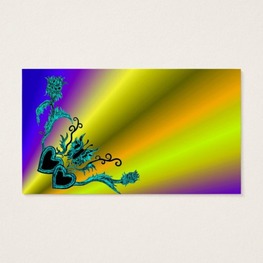 Hart met ventilator en vlinder op regenboog visitekaartje (Achterkant)