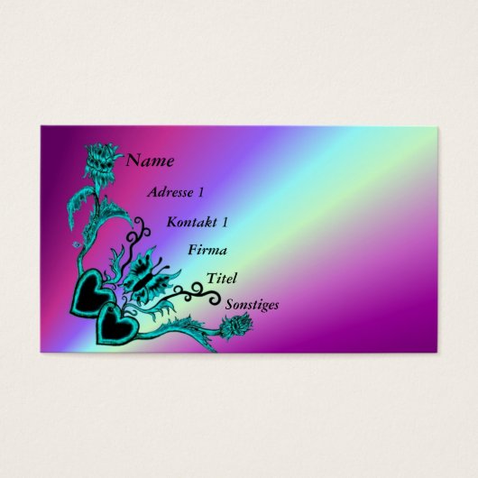 Hart met ventilator en vlinder op regenboog visitekaartjes (Voorkant)