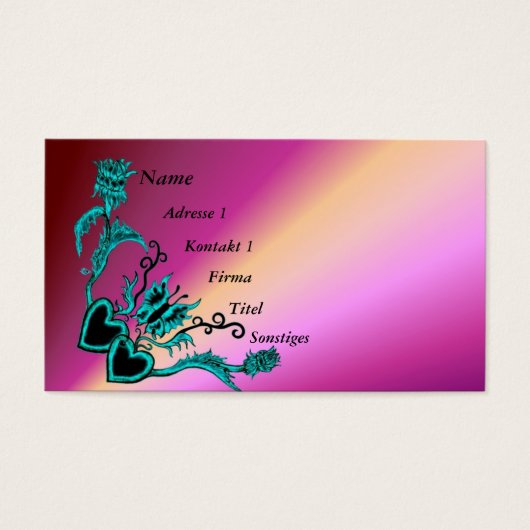 Hart met ventilator en vlinder op regenboog visitekaartjes (Voorkant)