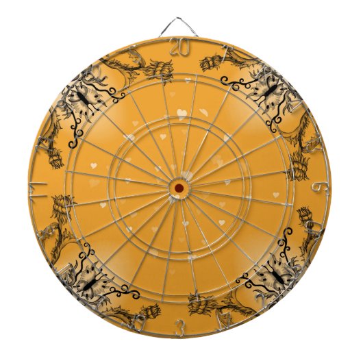 Hart met ventilator en vlinder op sinaasappel dartbord (Voorkant)